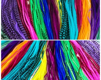 Team Colors Football Feather Hair Extensions You Pick 6 Colorful Feathers Largest Color Selection Long Hair Feather Extensions