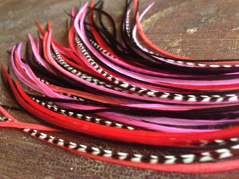 Real Hair Feather Extensions Long 5 Feather Valentine Hair Etsy