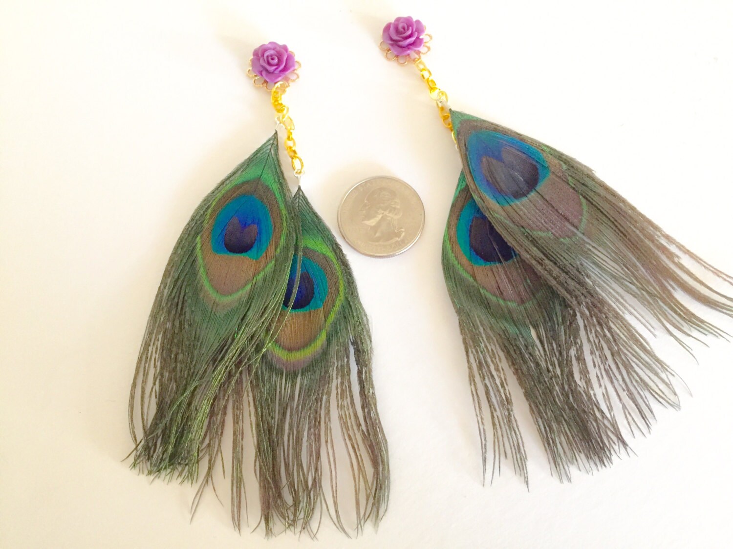 6g Peacock Feather Gauges Dangle Plugs 4g 0g Ear Gauges 00g Etsy
