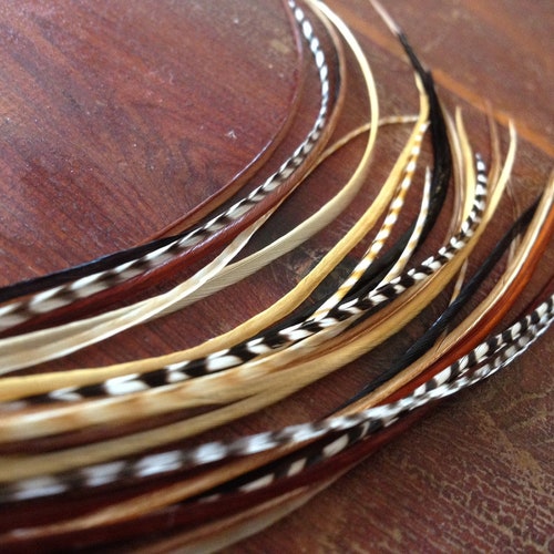 XL Feather Hair Extensions Natural Brown Glory Bundle Very Etsy