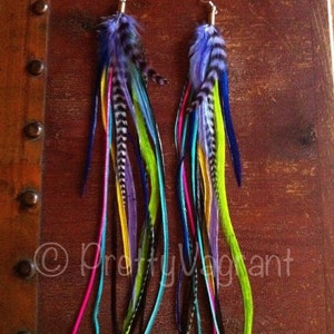 Long Feather Earrings Color Lover Dangle Colorful Feather Extension Earings Bright Feather Jewelry