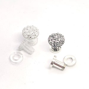 Minimalist Sparkle Ear Plugs 0g Druzy Plugs 000g 00g Gunmetal or Silver Gauged Earrings 2g 14g 6g 1g 4g Screw Back Tunnels image 6