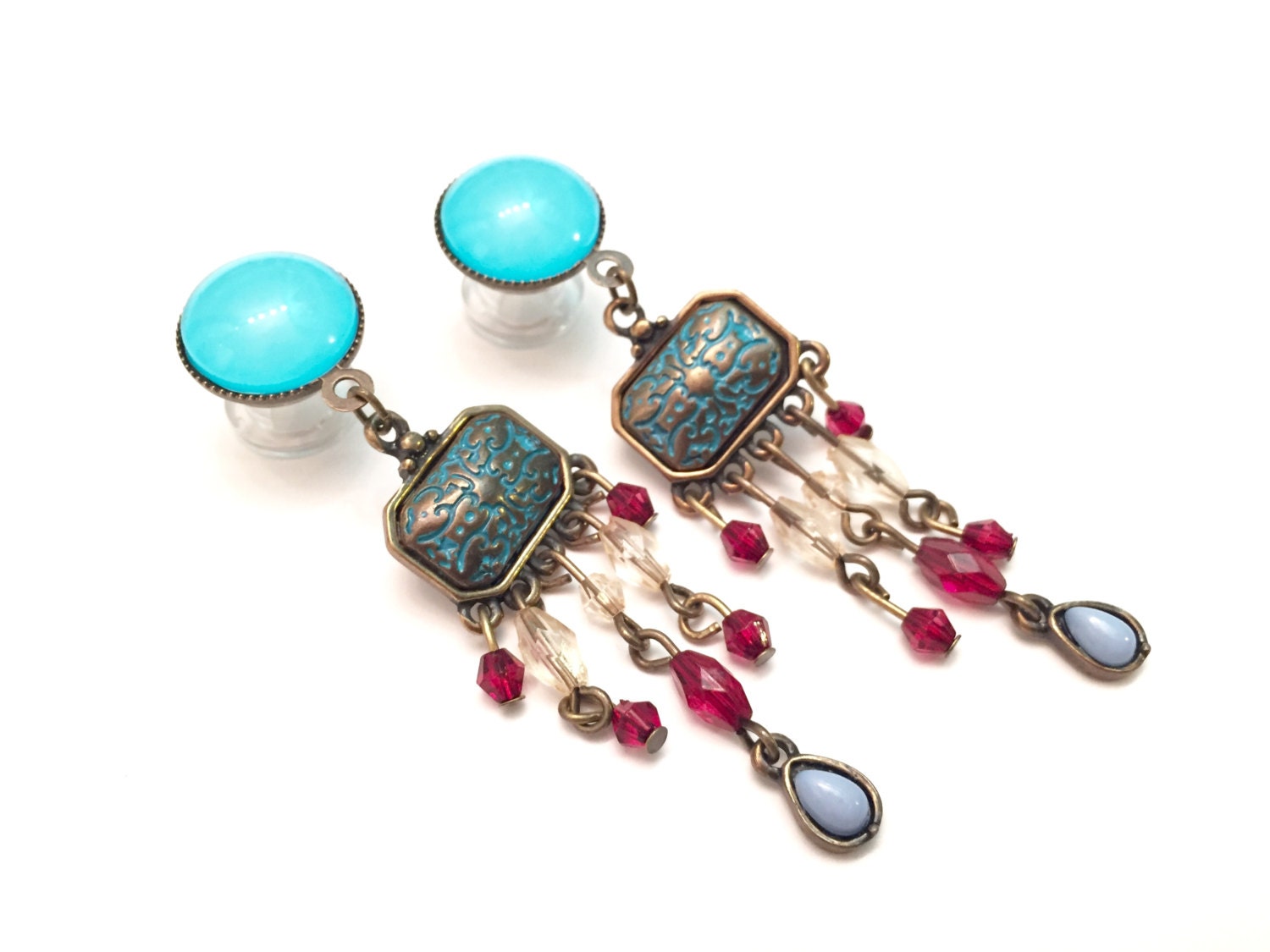 8mm 10mm 00g 0g Plugs Boho Beaded Gauged Earrings 6mm 2g Etsy