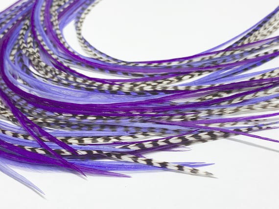 Long Purple/lavender Feather Hair Extensions 1 Bundle With 7 Extension  Feathers, DIY Hair Feather Kit With Beads and Threader/1 Bundle 