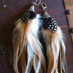 Very Long Feather Earrings Forest Pixie Natural Brown Boho Earrings ...