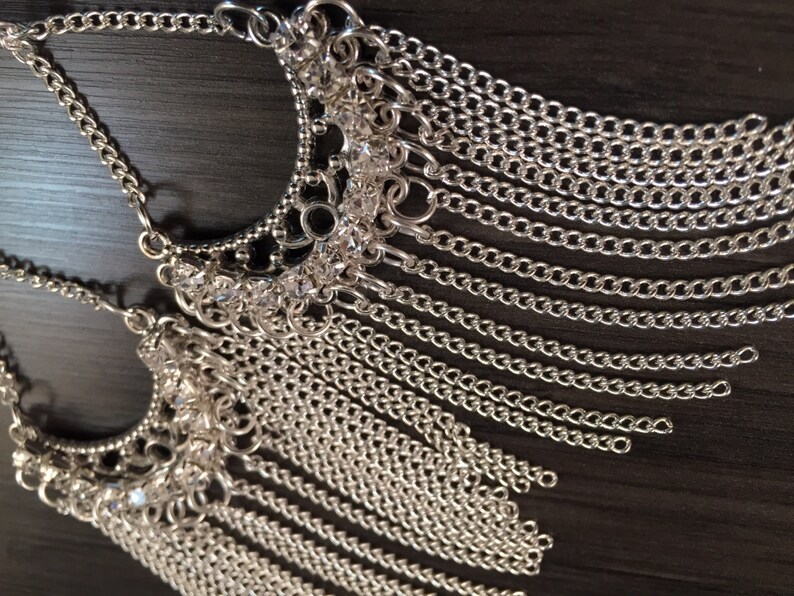 Dangle Ear Plugs 4g 2g Gauges Silver Chain Body Jewelry 0g Etsy