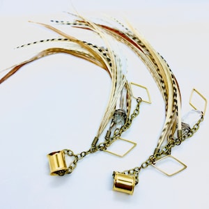 Quartz And Feather Dangle Plugs Eyelet Hangers 1g and UP With/Without Tunnels, Magnetic Clasp Ear Plug Hangers, Lever Back Earrings