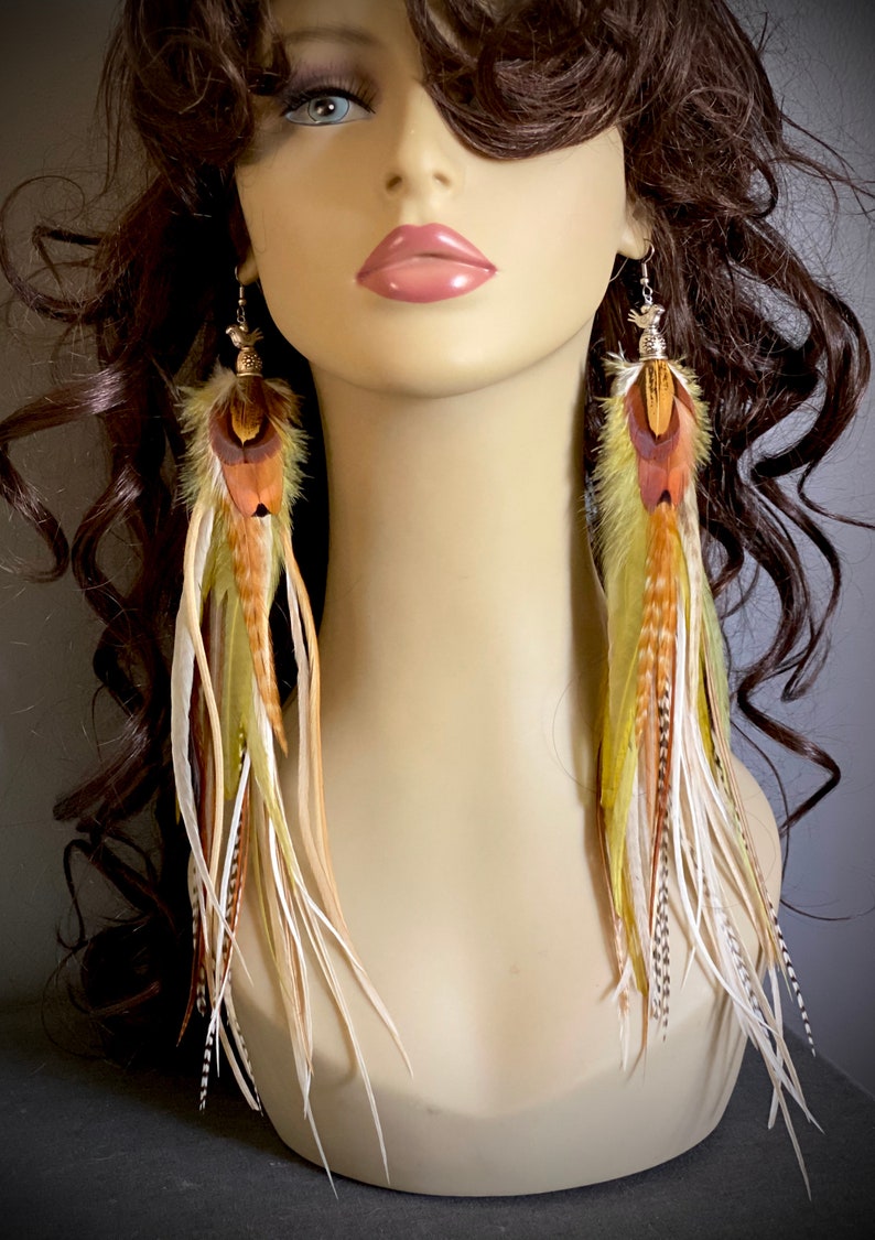 Long feather earrings Birds On A Wire Spring Fashion Etsy