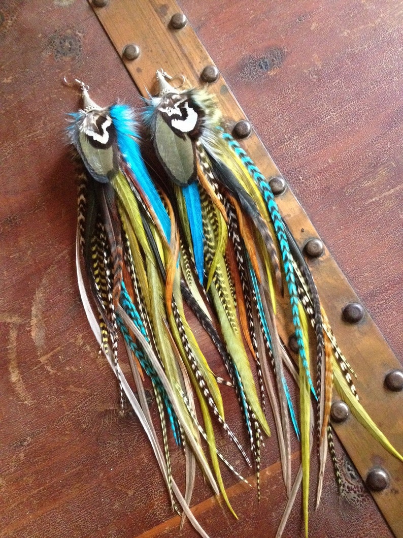 Big Feather Earrings Bold Prairie Queen Dangle Earrings Etsy