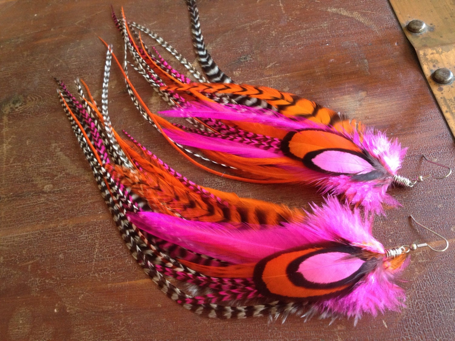 Vibrant Pink and Orange Feather Brooch Meryl Ostrich Feather Brooch in Orange – PILOT / POWELL main image 2