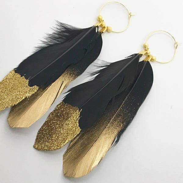 Gold Dipped Feathers Etsy