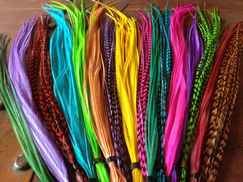 Weft Clip in Feather Extensions Custom Removable Long Feather Etsy