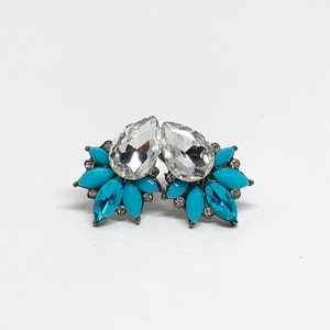 Vintage Style Bridal Plugs 16g 14g 12g 10g 8g Something Blue Wedding Gauges Hider Ear Plugs Faux Clear Crystal