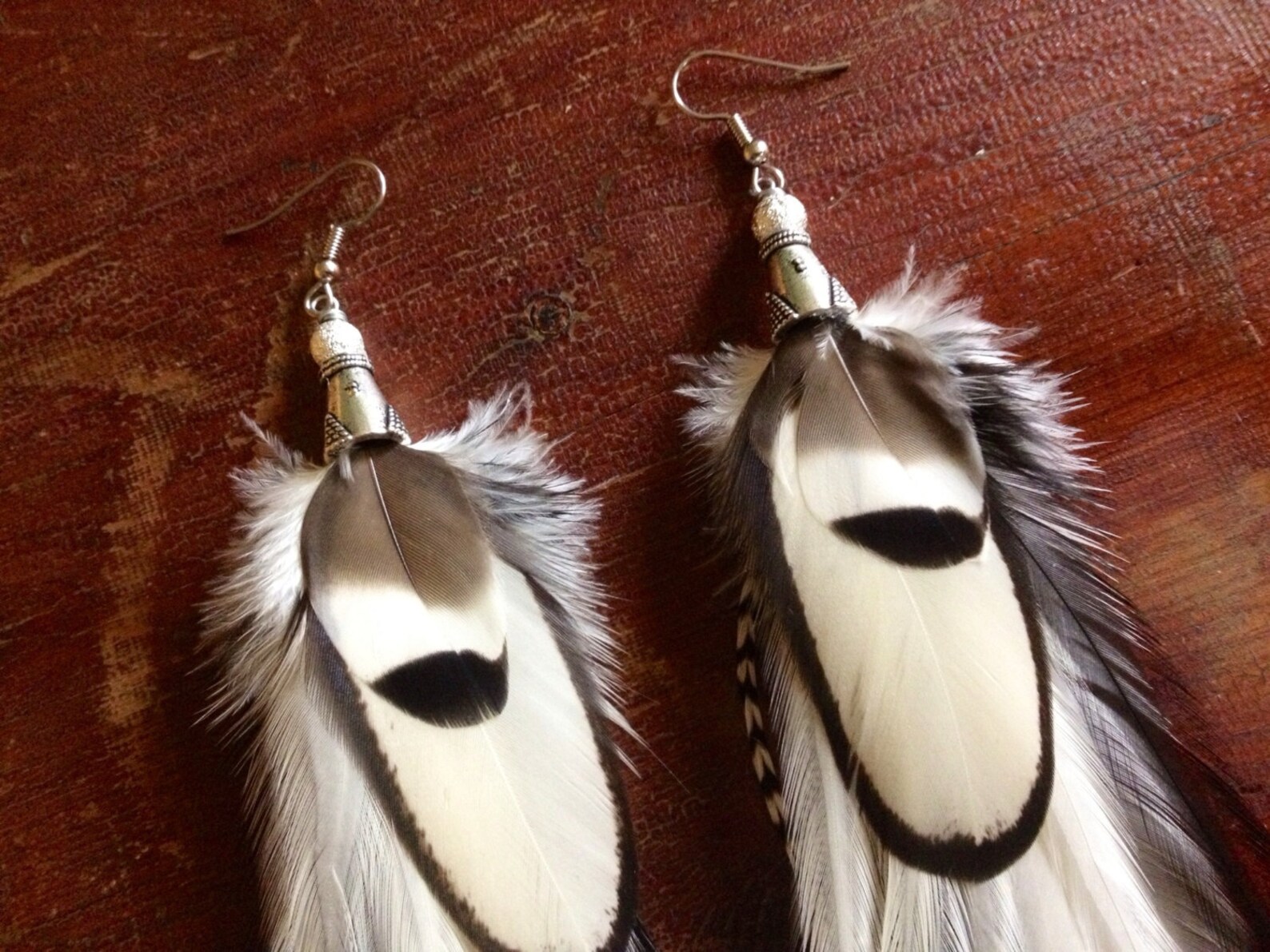 Black and White Feather Earrings Soft Feathers Long Feather | Etsy