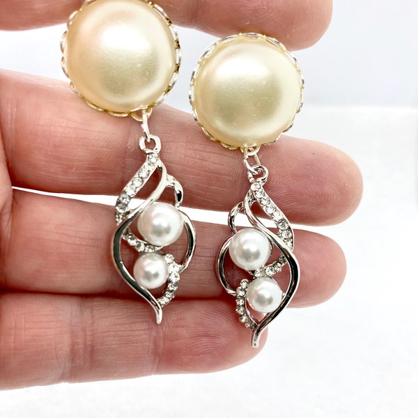 1/2" Wedding Plugs 9/16" 000g 7/16" Silver Pearl Crystal Diamond Gauged Earrings 12mm 14mm 11mm Bridal Dangle Plugs And Tunnels