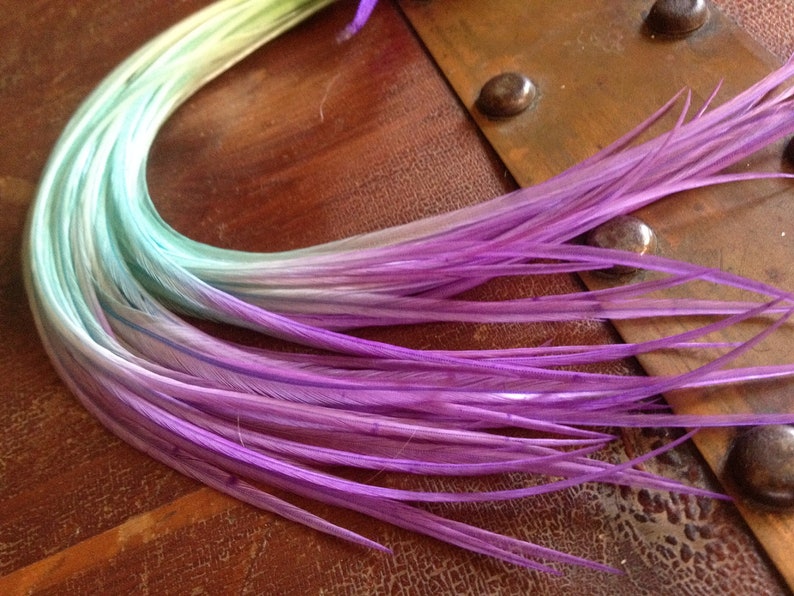 Real Hair Feather Extensions Colorful Pastel Tie Dyed Feathers Etsy