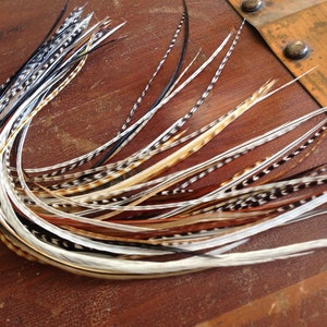 25 salonveren hair extensions aardachtig grizzly lang natuurlijk haar veren, tribal veren extensions groothandelsprijs verenpakket