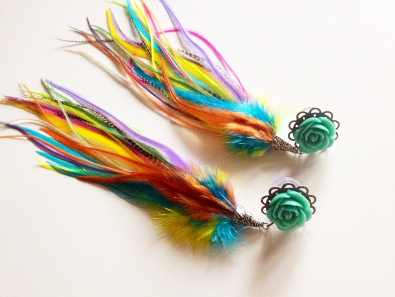 2g Feather Plugs 4g 6g 0g Rainbow Dangle Plugs With Long Etsy