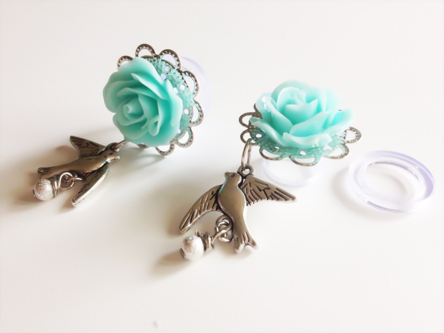 000g 7/16 Dangle Plugs With Sparrows 12mm Rose Gauges Etsy