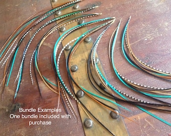 Feather Hair Extension - Turquoise Aqua Earth Very Long Feather Extensions / ONE Bundle of 6 Bonded Hair Feathers 8-11" accessories for hair