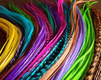 Weft Clip In Feather Extensions, Custom Removable Long Feather Hair Extension Clip, You Pick 6 Feathers, Hair Accessories