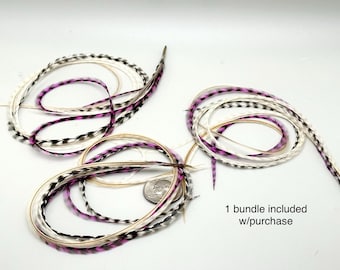 希少な17インチ天然毛フェザーエクステンションXXXL 1束 ロングリアルフェザーボンディング43cm ヒッピーヘアアクセサリー、ナチュラル＆ブライトピンク