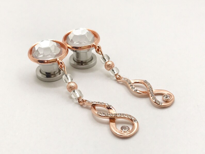 2g Rhinestone Rose Gold Plugs 0g Ear Plugs 6g 4g Crystal Etsy