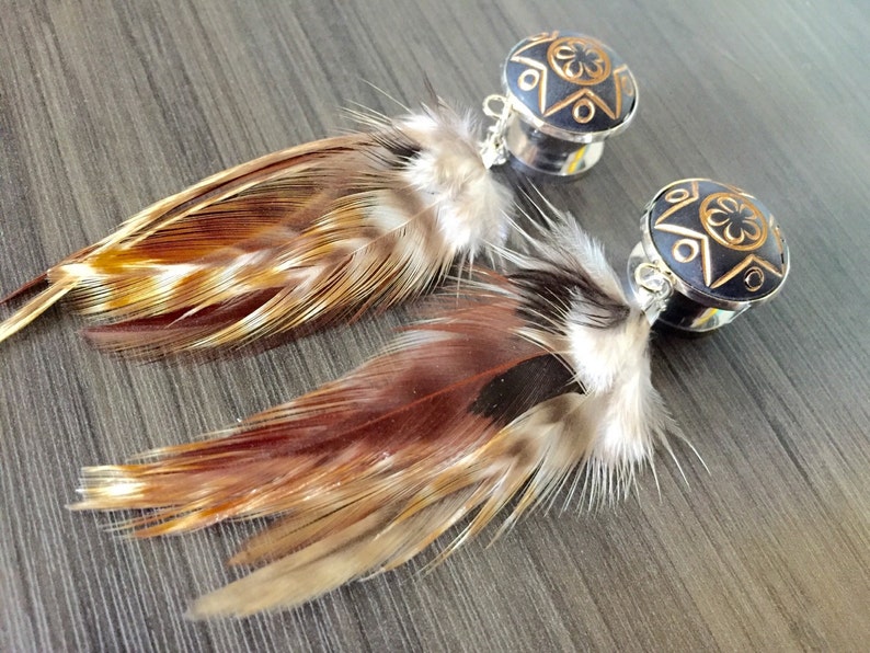 1/2 Feather Plugs 7/16 000g 9/16 Boho Etsy
