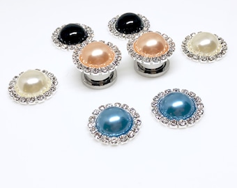 1/2" Bridal Pearl Plugs 7/16" 9/16" Crystal Rhinestone Ivory Blue Black Peach Champagne Pearl Formal Wedding Gauges 12mm 14mm 11mm