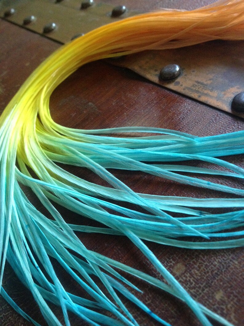 Real Feather Hair Extensions 3pcs Tie Dyed Long Feather Etsy