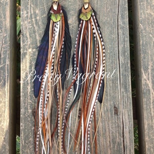 Long Feather Earrings Original Earth Goddess - Feather Extension Earrings Extra Long Feathers, Natural Hippie Feather Jewelry