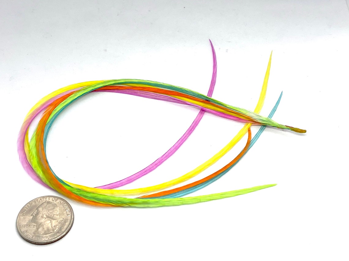 Bonded Feather Extensions Long Bright Neon Bundle 5 Long Real Etsy