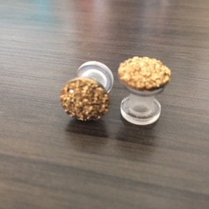 0g Faux Gold Druzy Plugs 4mm 6g, 2g 6mm, 5mm 4g Gauged Earrings Minimalist Body Jewelry Ear Plugs