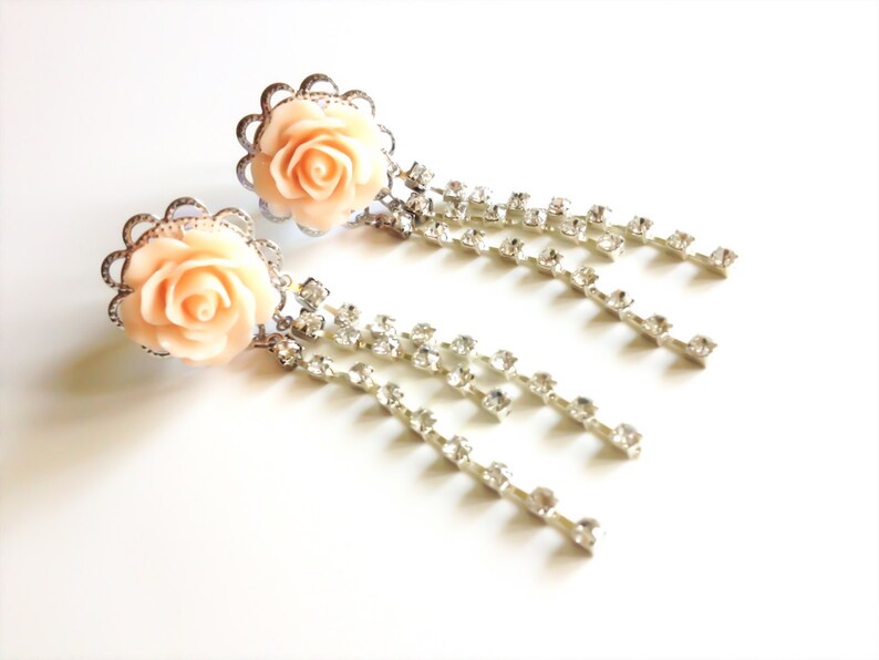 Wedding Gauges 1/2 Bridal Dangle Plugs Rhinestone Rose Etsy