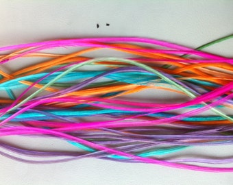 Feather Hair Extensions - Candy Land - 5 Long Pastel Hair Feathers Rave Rainbow Highlight Plumes with Crimp Beads