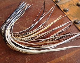 20個入りロングヘアフェザー ナチュラルフェザーエクステンション ヒッピーヘアアクセサリー サロン用 リアルフェザーエクステンション 長さ8～12インチ 20～30cm