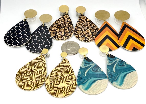 Orecchini vintage a goccia blu e oro - Pomella Vintage Shop
