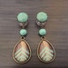 0g Dangle Plugs 4g, 2g Gauged Earrings Mint Chevron Wood Pattern Teardrop Plugs 6g Ear Plugs, 00g Dangly Body Jewelry Dangle Gauges 