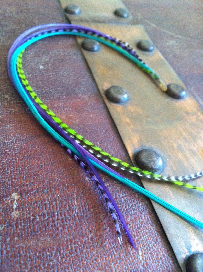 Feather Extensions Long Grizzly Feather Hair Extensions Etsy