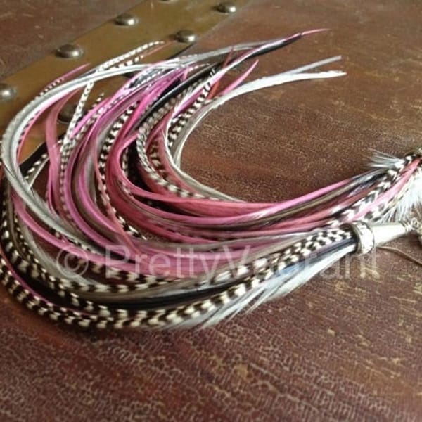 Rose Pink Feather Earrings Long Feather Jewelry - Glory Rose Streamer, Very Long Feather Fringe Earrings