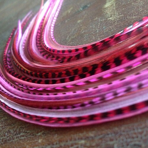 Long Valentines Pink Feather Hair Extensions 5 Long Hair Etsy