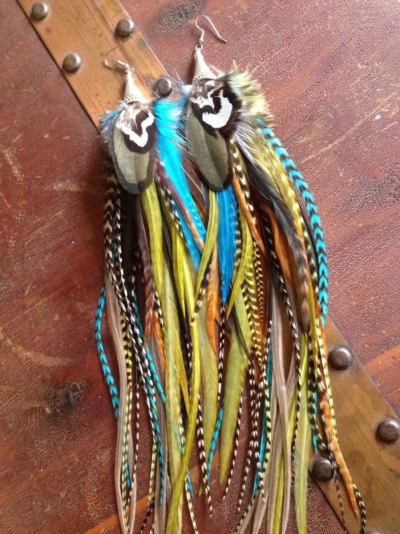 Big Feather Earrings Bold Prairie Queen Dangle Earrings Etsy
