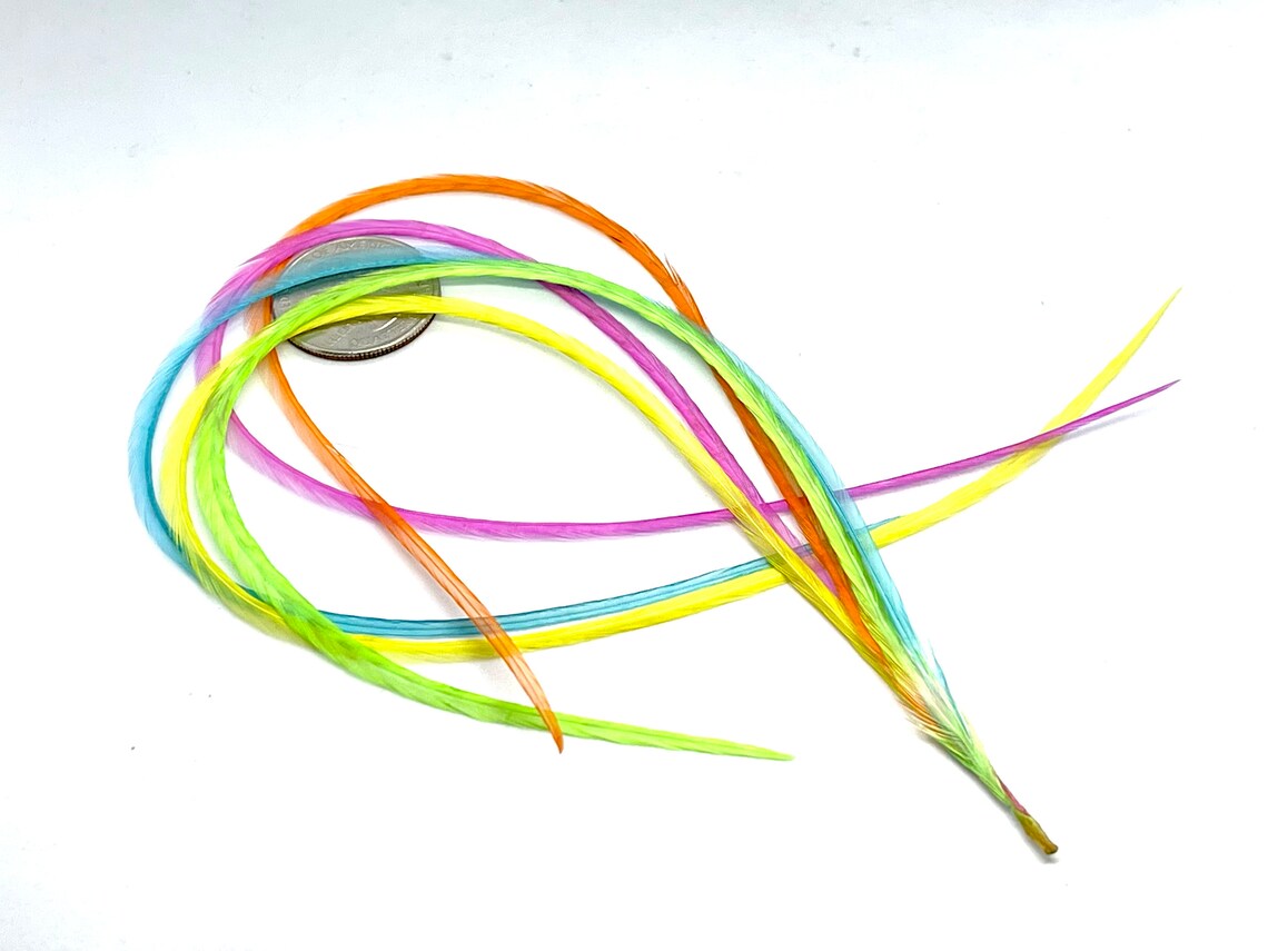 Bonded Feather Extensions Long Bright Neon Bundle 5 Long Real Etsy