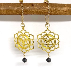 Gold Lotus Blume Magnetverschluss Ohr Plug Anhänger für Ohr Tunnel Ösen Größen 1g und UP mit / ohne Tunneln Plugs gedämpfte Ohrringe