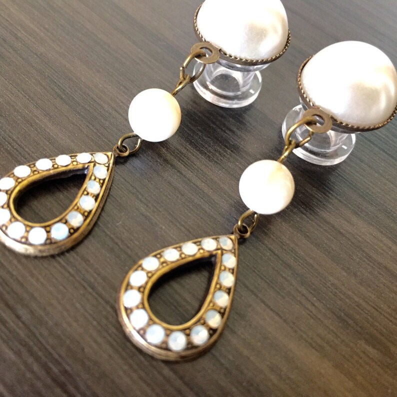 000g Wedding Gauges 00g 10mm Dangle Plugs Bridal Gauges Ivory Etsy
