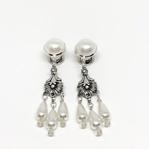 Calibri per matrimonio da 2 g, dilatatori pendenti da 0 g e 0 g, dilatatori da sposa in perle bianche, dilatatori per orecchie da 6 g e 4 g, dilatatori a goccia in perle da 8 mm, 6 mm e 5 mm, dilatatori in legno/acrilico/acciaio