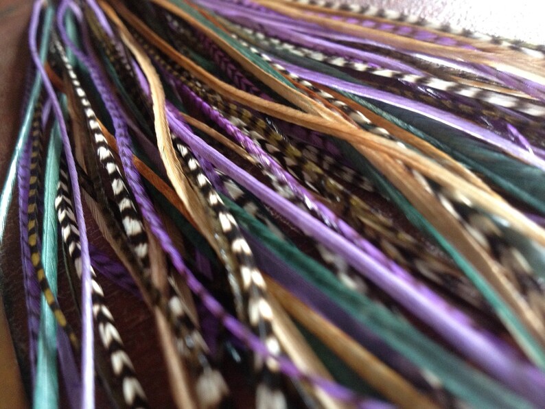 Feather Extensions Long 8 Bonded Hair Feathers Teal Purple Etsy Singapore