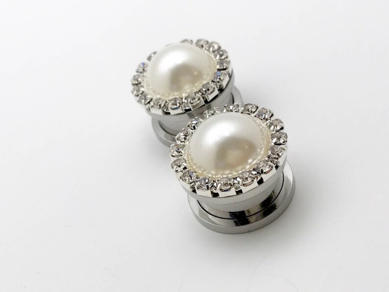 5/8 Plugs Rhinestone Pearl Bridal Wedding Gauges 16mm Etsy