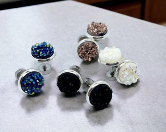 10g 8g Baumeln Plugs 2g 4g 6g 14g 16g 12g Plugs Faux Druzy Glitzer Ohr Gauges Acryl oder Stahl Schraubverschlüsse