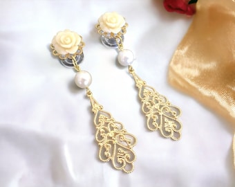 Tappi Per Le Orecchie Fatti A Mano Con Fiori Neri E Blu E Scaglie - Foto 10